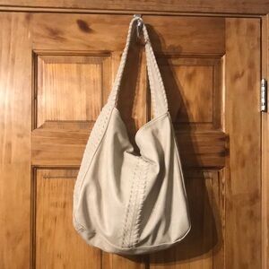Vintage MERONA Intrecciato Style Hobo Bag Off White Oatmeal color